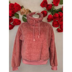 Planet Gold Juniors' Fleece Cowlneck Sweatshirt Pink Size XS